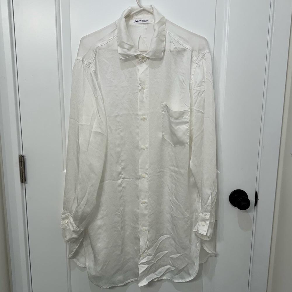 Free People x CP Shades White Silk Button-Up Shirt